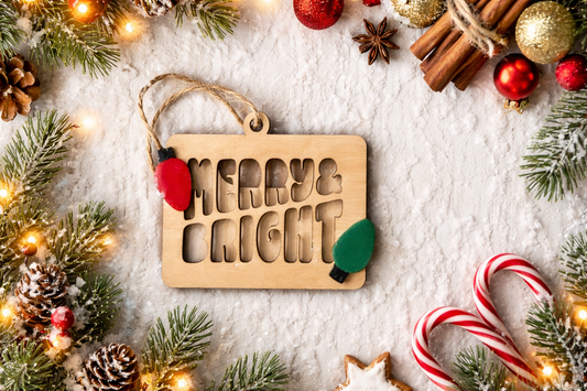 “Merry & Bright” Christmas Gift Card Holder Ornament