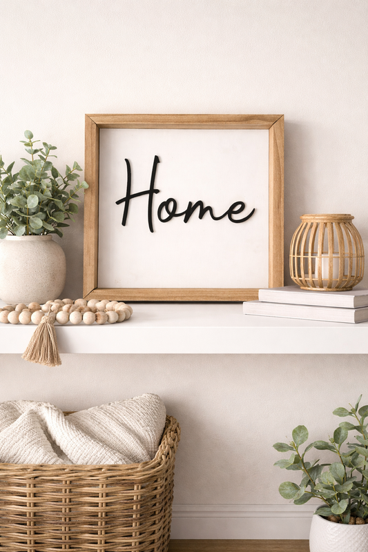 “Home” Framed Sign | Personalized Coordinates Available