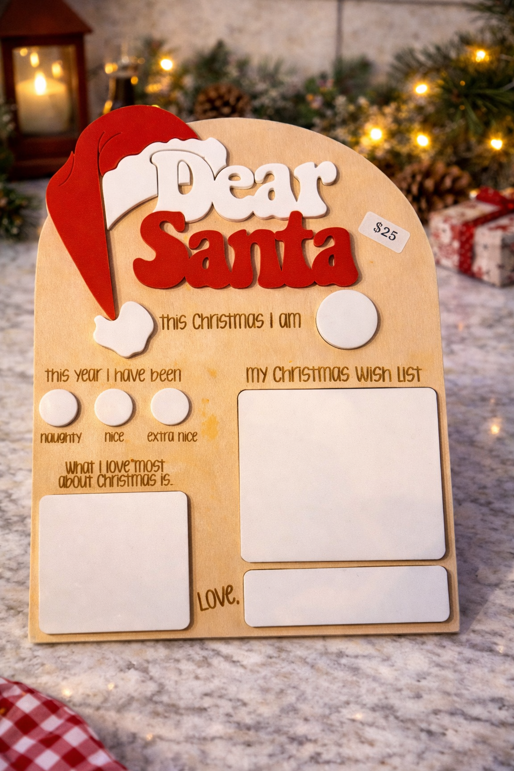 Dear Santa Dry Erase Board