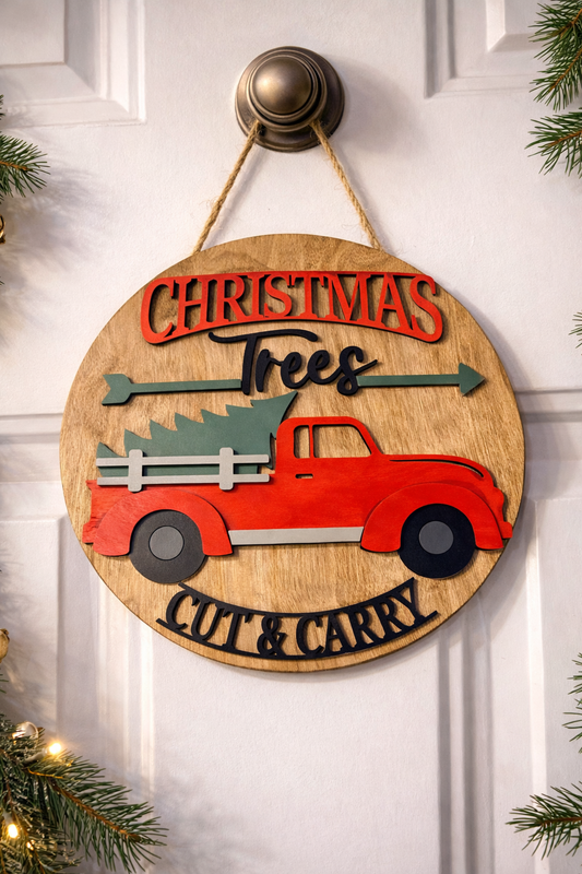 Christmas Trees Cut & Carry Door Hanger