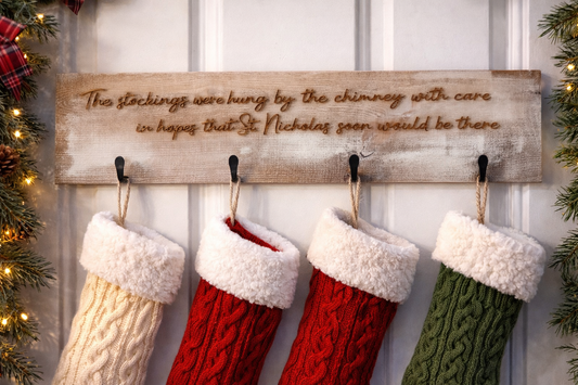 Rustic Christmas Stocking Holder Sign
