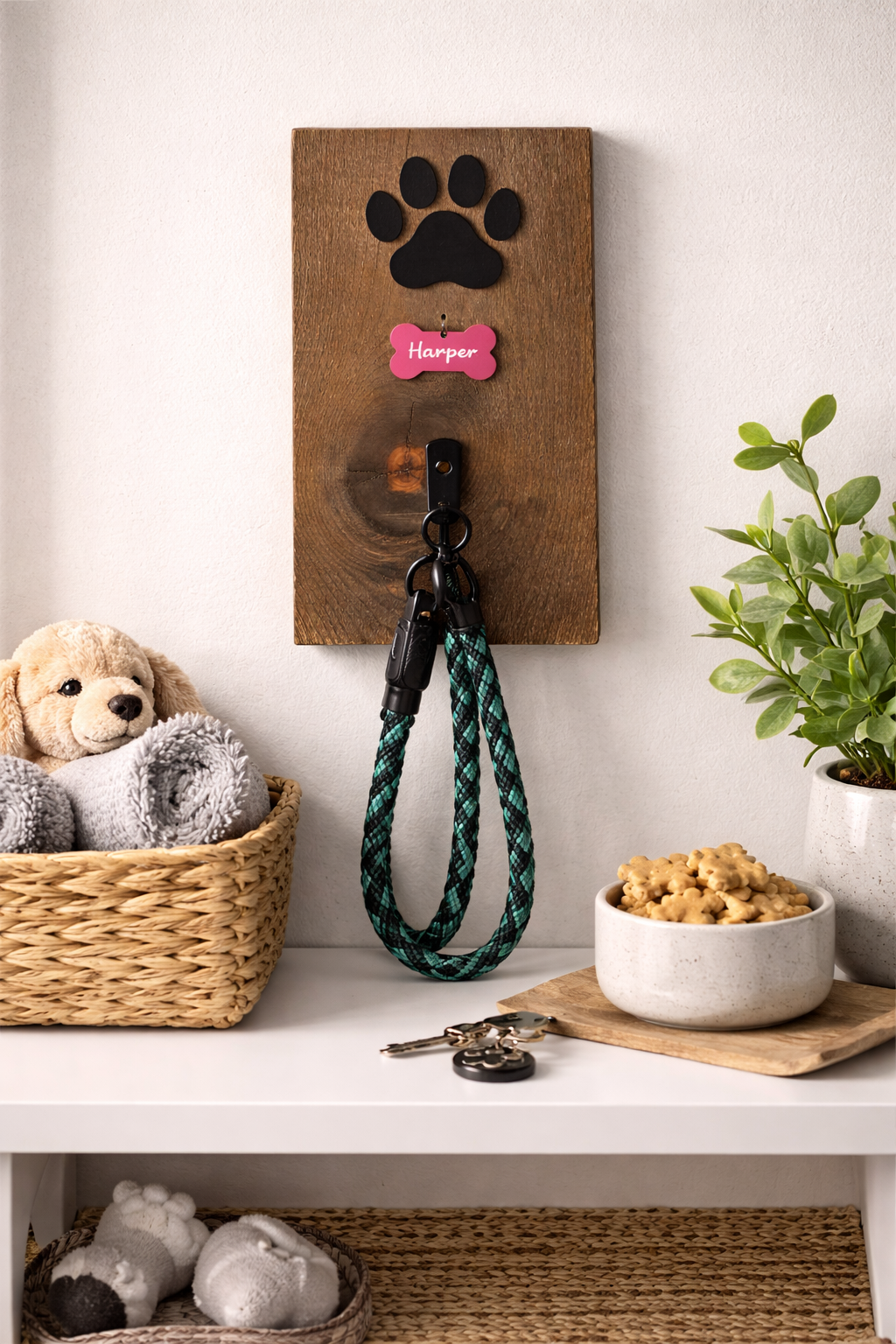 Personalized Dog Leash Holder | Custom Pet Organizer