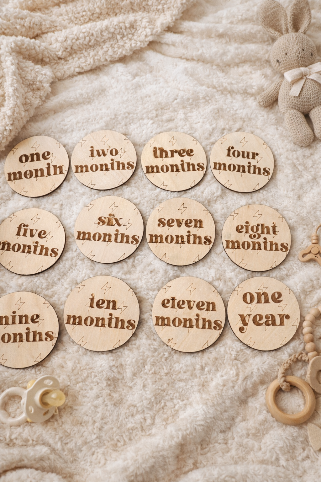 Wood Baby Milestone Discs (1 Month – 1 Year)